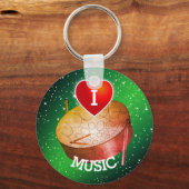 Ik hou van muziek met hart en pannen | Groene acht Sleutelhanger (Voorkant)