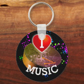 Ik hou van muziek met hart en pannen | Zwarte acht Sleutelhanger (Voorkant)