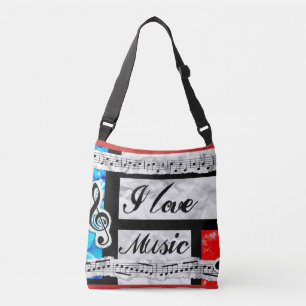 "Ik hou van muziek" Mooie Artsy Music Canvas tas