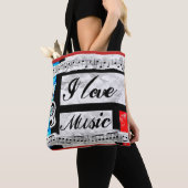 "Ik hou van muziek" Mooie Artsy Music Canvas tas (Dichtbij)