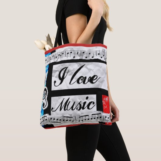 "Ik hou van muziek" Mooie Artsy Music Canvas tas (Dichtbij)