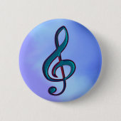 Ik hou van muziek/muzieknoot op blauw ronde button 5,7 cm (Voorkant)