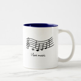 Ik hou van muziek, noten op golvende schaal mokken