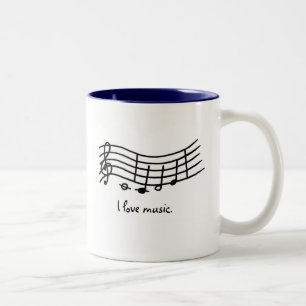 Ik hou van muziek, noten op golvende schaal mokken