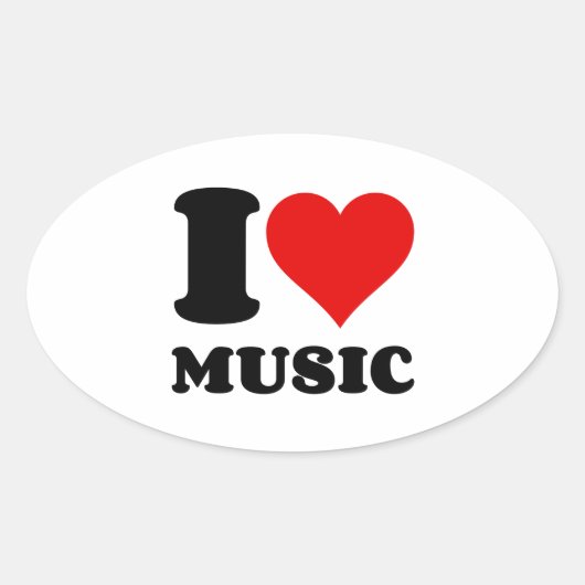 Ik hou van Muziek Ovale Sticker (Voorkant)