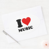 Ik hou van Muziek Ovale Sticker (Envelop)