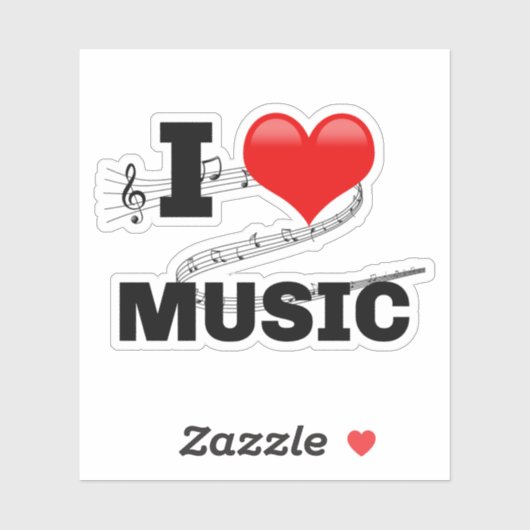 Ik hou van muziek, populair design sticker (Vel)