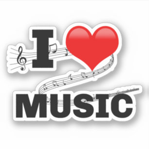 Ik hou van muziek, populair design sticker