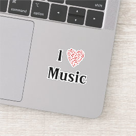 Ik hou van muziek Red Heart of Muzieknoten Vinyl Sticker