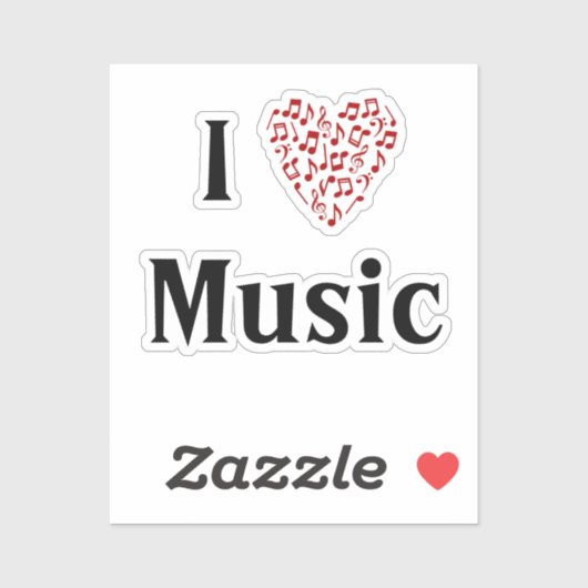 Ik hou van muziek Red Heart of Muzieknoten Vinyl Sticker (Vel)