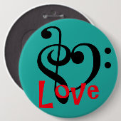 Ik hou van muziek ronde button 6,0 cm (Voorkant /achterkant)