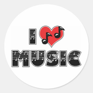 Ik hou van muziek ronde sticker