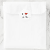 Ik hou van muziek ronde sticker (Tas)