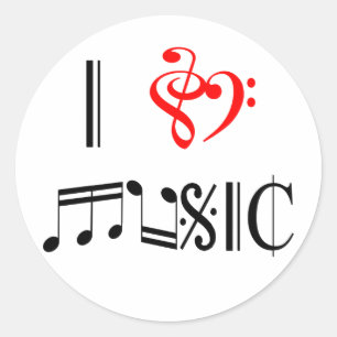 Ik hou van muziek ronde sticker