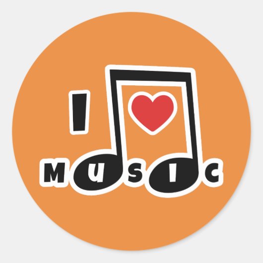 Ik hou van Muziek Ronde Sticker (Voorkant)