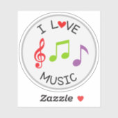 Ik hou van muziek school stans sticker decal (Vel)