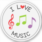Ik hou van muziek school stans sticker decal (Voorkant)