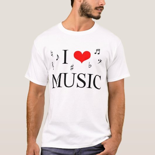 Ik hou van muziek t-shirt (Voorkant)