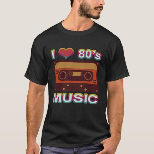 Ik hou van muziek van de 80s t-shirt (Voorkant)