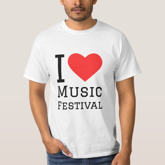 Ik hou van muziekfestival t-shirt (Voorkant)