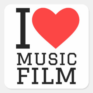 Ik hou van muziekfilm vierkante sticker