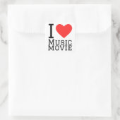 Ik hou van muziekfilms vierkante sticker (Tas)
