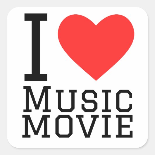 Ik hou van muziekfilms vierkante sticker (Voorkant)