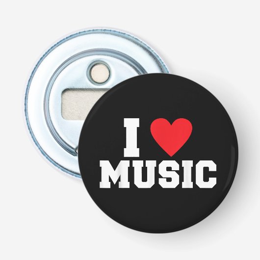 Ik hou van muziekliefhebber button flesopener (Voorkant)