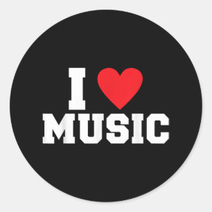 Ik hou van muziekliefhebber ronde sticker
