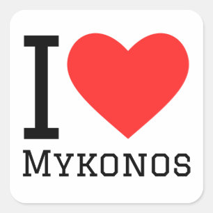 Ik hou van Mykonos Vierkante Sticker