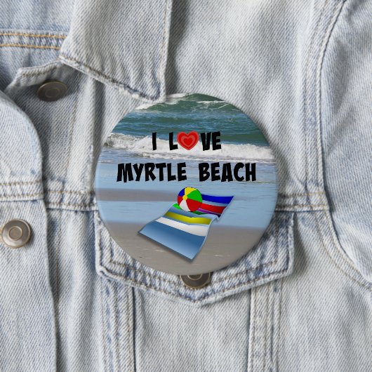 Ik hou van Myrtle Beach Ronde Button 4,0 Cm (In situ)