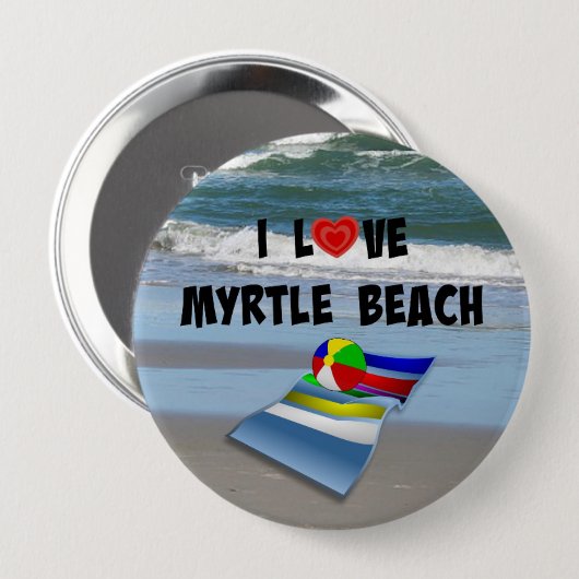 Ik hou van Myrtle Beach Ronde Button 4,0 Cm (Voorkant /achterkant)