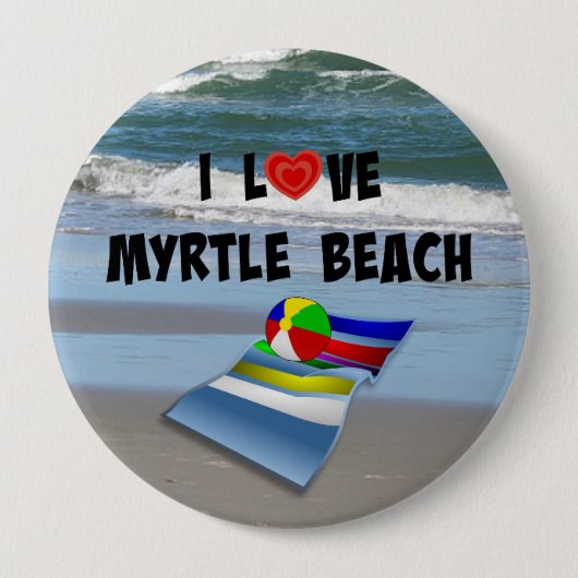Ik hou van Myrtle Beach Ronde Button 4,0 Cm (Voorkant)