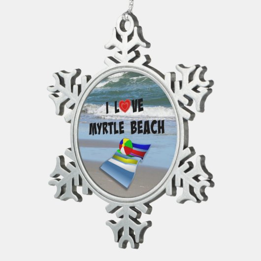 Ik hou van Myrtle Beach Tin Sneeuwvlok Ornament (Rechts)