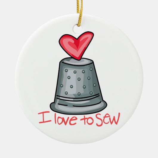 Ik hou van naaien keramisch ornament (Voorkant)