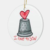 Ik hou van naaien keramisch ornament (Links)