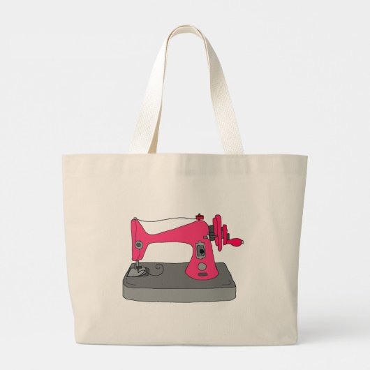 Ik hou van naaien,  naaimachines, jouw naam grote tote bag (Achterkant)