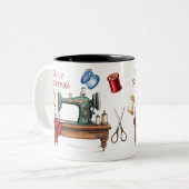 Ik hou van naaien tweekleurige koffiemok (Voorkant links)