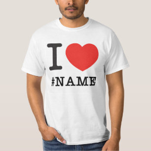 Ik hou van naam sjabloon t-shirt
