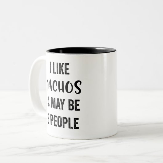 Ik hou van Nachos en misschien 3 mensen Tweekleurige Koffiemok (Voorkant links)