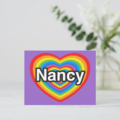 Ik hou van Nancy. Ik hou van je Nancy. Hart Briefkaart (Staand voorkant)