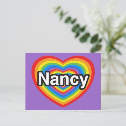 Ik hou van Nancy. Ik hou van je Nancy. Hart Briefkaart (Staand voorkant)