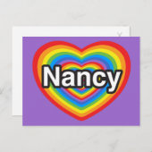 Ik hou van Nancy. Ik hou van je Nancy. Hart Briefkaart (Voorkant / Achterkant)