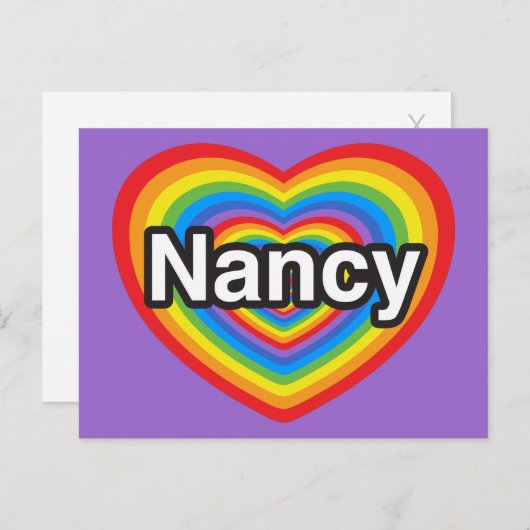 Ik hou van Nancy. Ik hou van je Nancy. Hart Briefkaart (Voorkant / Achterkant)