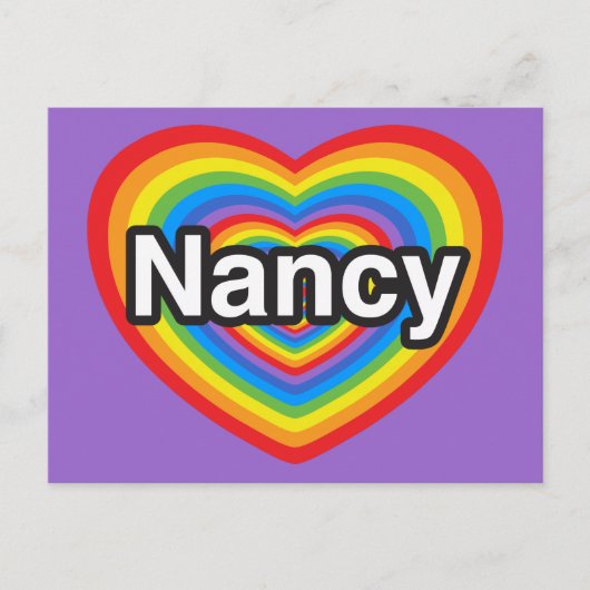Ik hou van Nancy. Ik hou van je Nancy. Hart Briefkaart (Voorkant)
