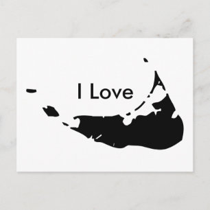 Ik hou van Nantucket in BLACK Post Card Briefkaart