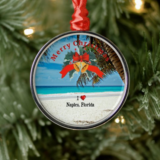 Ik hou van Napels, Florida, Kerstmis, Metalen Ornament (Boom)