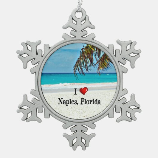 Ik hou van Napels, Florida Tin Sneeuwvlok Ornament (Voorkant)