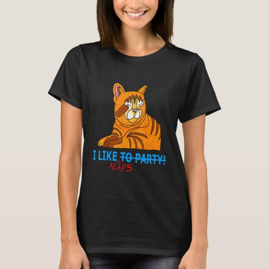 Ik hou van Naps Sleep Fun Slumber Party Kitty Cat T-shirt (Voorkant)
