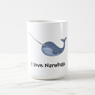 Ik hou van Narwhals - aangepaste tekst - Koffiemok